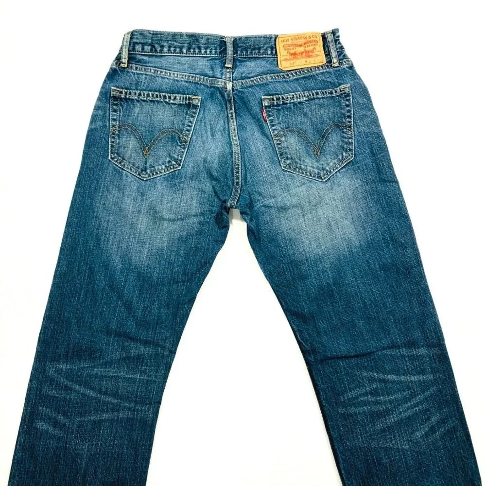 Levi's 505 Straight Fit Jeans Distressed Faded Whisker Red Tab Dark W31xL32 NWOT